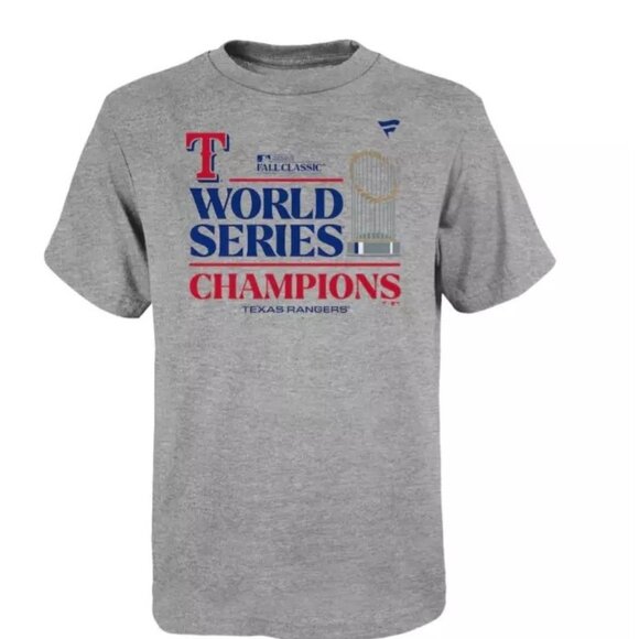 Texas Rangers Youth Large 2023 World Series Champion Locker Room T-Shirt Heather - Picture 1 of 2